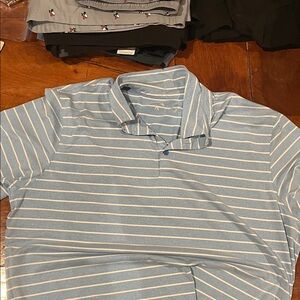 Antigua Blue and White Striped Polo